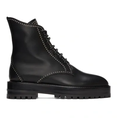 Alaïa Grommet Studded Lace-up Combat Boots In Noir