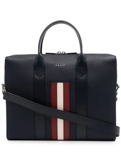 Bally Eduard Striped Business Bag In Blau