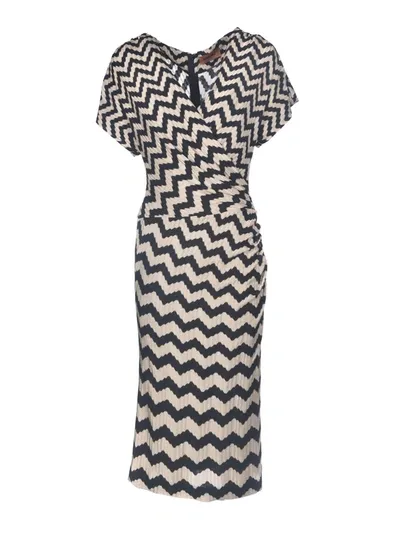 Missoni Zig Zag Dress In Beige And Black