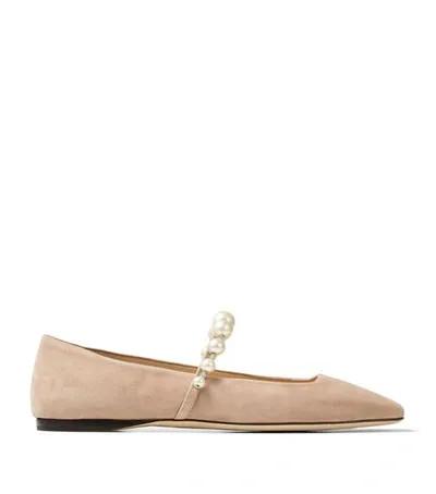 Jimmy Choo Ade Suede Flat In Ballet Pink/white