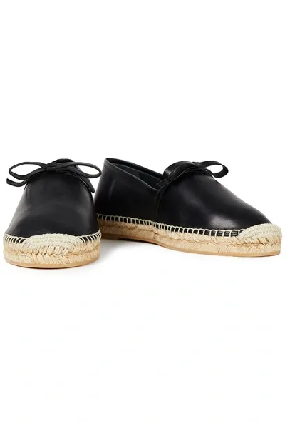 Redv Bow-embellished Leather Espadrilles In Black