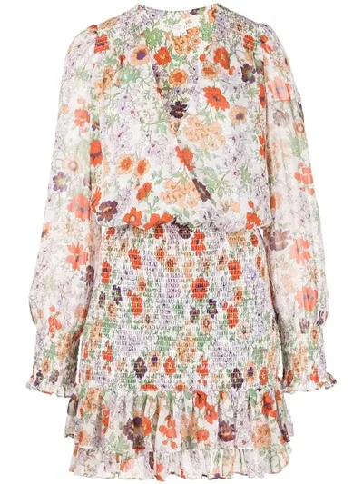 Veronica Beard Saera Floral-print Chiffon Mini Dress In Multi