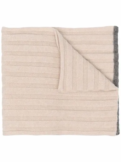 Brunello Cucinelli Ribbed Knit Scarf In Nude