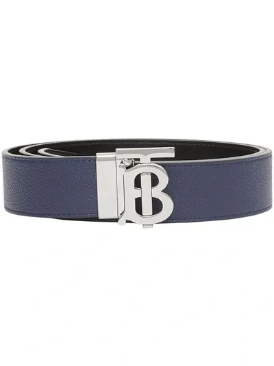 Burberry Reversible Monogram Motif Leather Belt In Blue