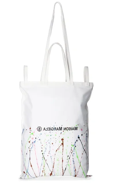 Mm6 Maison Margiela Oversized Logo Tote Bag In Bianco