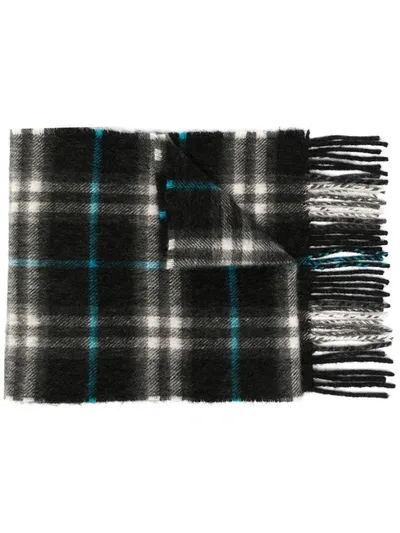 Burberry Fringed Check Scarf In Grau