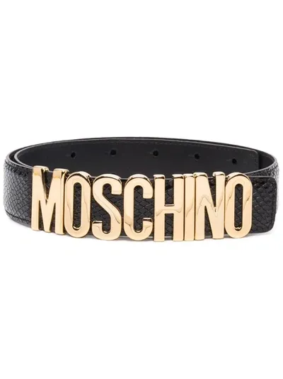 Moschino Logo Buckle Belt In Schwarz