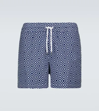 Frescobol Carioca Angra Printed Tech Swim Shorts In Navy