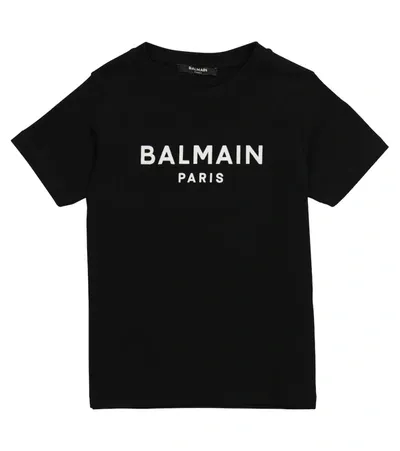 Balmain Kids' Cotton T-shirt With Logo In Black