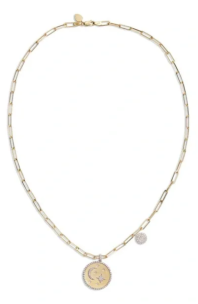 Meira T Pavé Diamond Coin Pendant Necklace In Yellow Gold