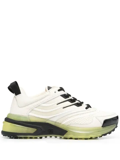 Givenchy Giv 1 Mixed Leather Transparent-sole Runner Sneakers In Off White