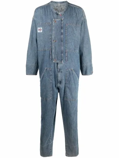 Diesel Red Tag Collarless Cotton Denim Jumpsuit In Blau