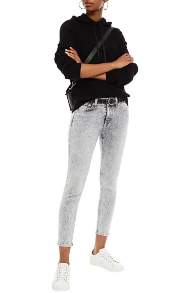 Rag & Bone Cate Cropped Acid-wash Mid-rise Skinny Jeans In Gray