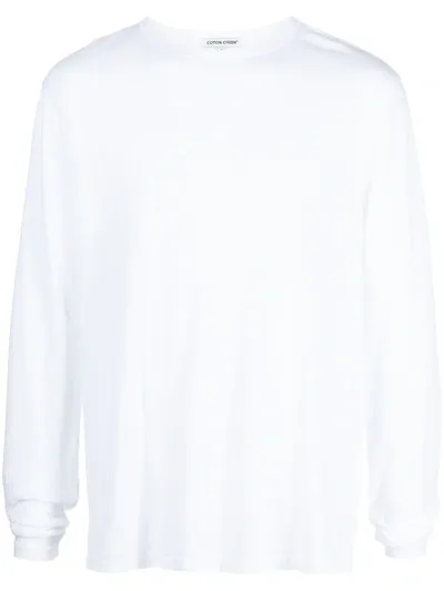 Cotton Citizen Long-sleeve Cotton Crewneck Top In White