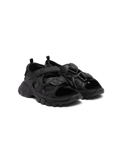 Balenciaga Little Kid's & Kid's Track Double Touch-strap Sandals In Black