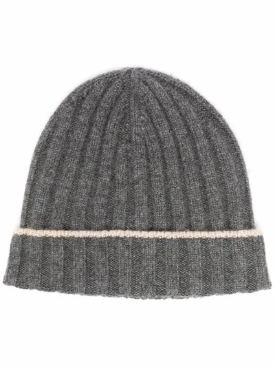 Brunello Cucinelli Cashmere Two-tone Beanie In Brown