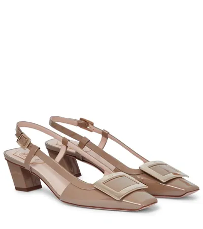 Roger Vivier Belle Vivier Leather Slingback Pumps In Taupe