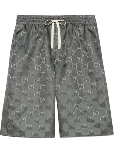 Gucci Monogram-pattern Knee-length Shorts In Grey