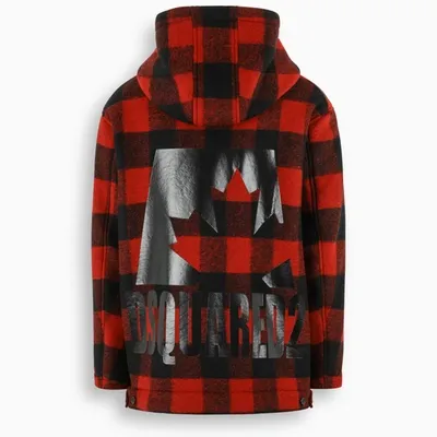 Dsquared2 Black And Red Parka With Check Motif