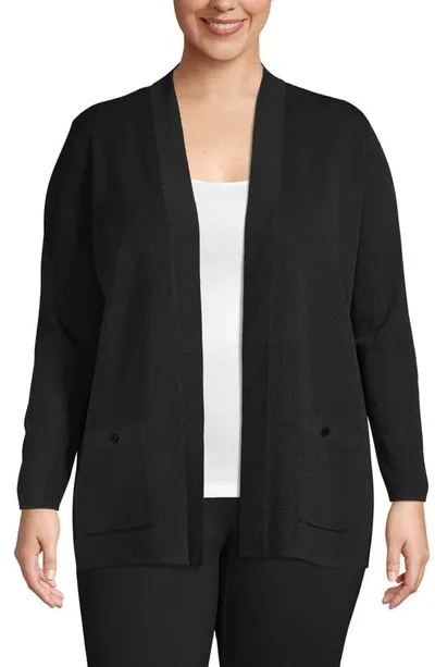 Anne Klein Malibu Open Front Cardigan In Black