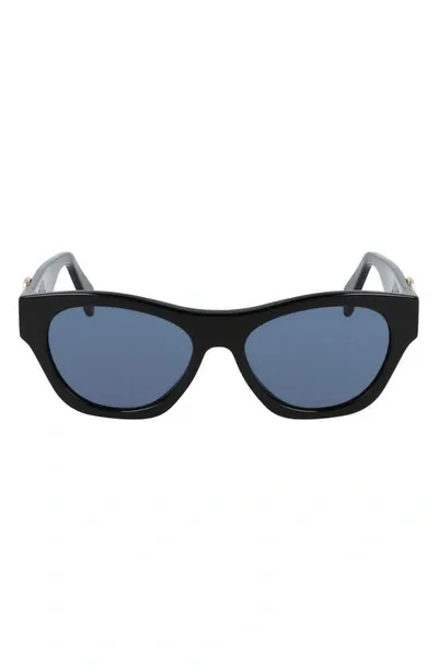 Lanvin Mother & Child Logo Rectangle Acetate Sunglasses In Black