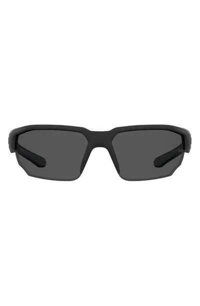 Under Armour 70mm Polarized Oversize Sport Sunglasses In Matte Black