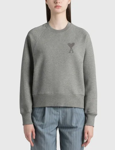 Ami Alexandre Mattiussi Ami De Coeur Crew-neck Sweatshirt In Grey