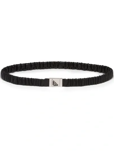 Prada Triangle Logo Elasticated Belt In Schwarz