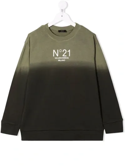 N°21 Teen Logo-print Dip-dye Sweatshirt In Green