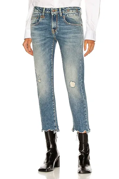 R13 Boy Straight Mid-rise Distressed Stretch Crop Jeans In Carlton