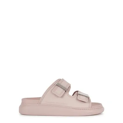 Alexander Mcqueen Logo Buckled Rubber Slides In Rose