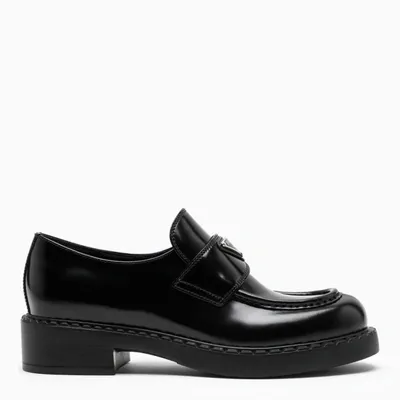 Prada Black Brushed Leather Loafers