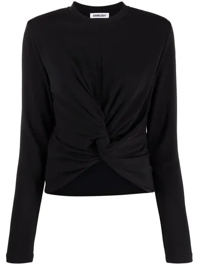 Ambush Knotted Long-sleeve T-shirt In Black