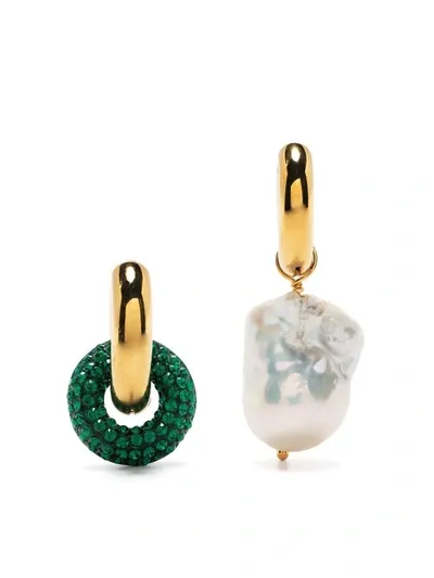 Timeless Pearly Disc And Pearl Mismatch Earrings In Gold