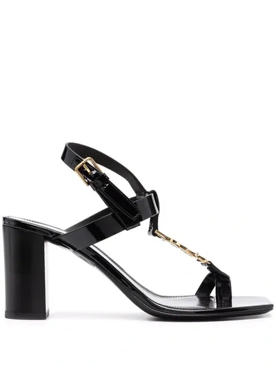 Saint Laurent Cassandra Logo 75mm Sandals In Black