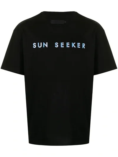 Off Duty Slogan-print Cotton T-shirt In Schwarz