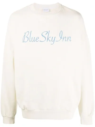 Blue Sky Inn Logo-embroidered Cotton Sweatshirt In Neutrals