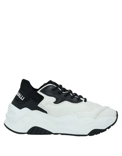 Just Cavalli Pebbled-leather And Neoprene Sneakers In White