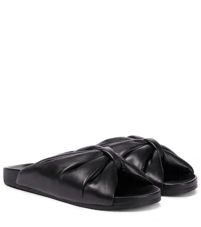 Balenciaga Puffy Knot Slide Sandals In Black