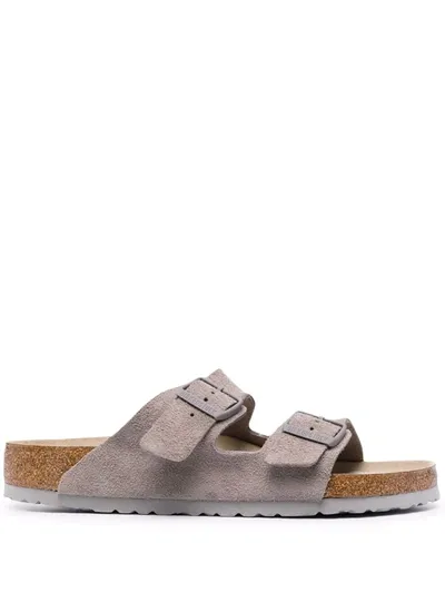 Birkenstock Leather Double-strap Sandals In 灰色