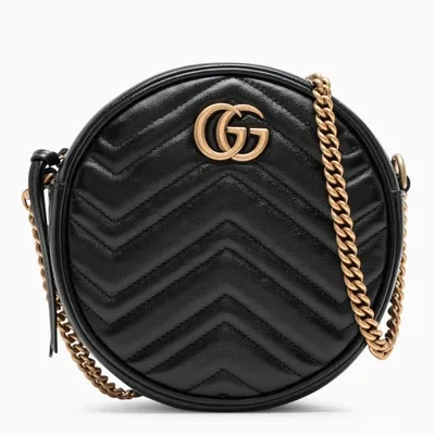 Gucci Black Mini Gg Marmont Round Bag