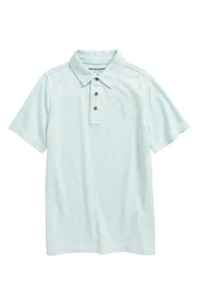 Johnston & Murphy Kids' Slub Polo In Mint