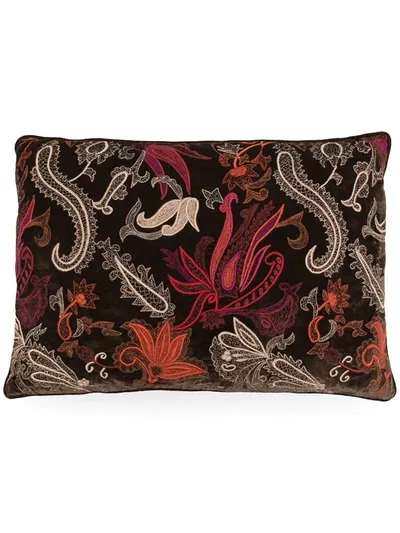 Anke Drechsel Paisley-embroidered Cushion In Brown