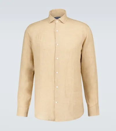 Frescobol Carioca Antonio Linen Shirt In Sand