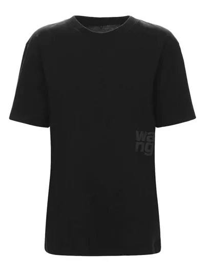 Alexander Wang Rubberised Logo Cotton T-shirt In Black