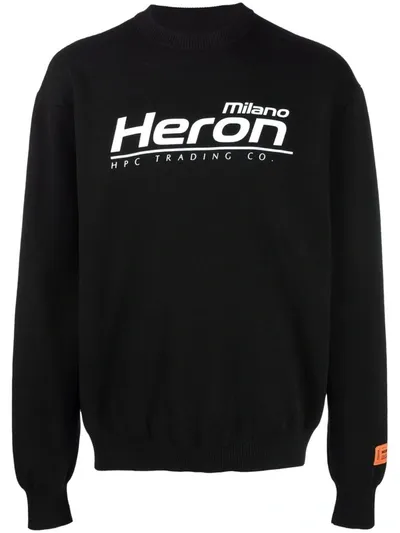 Heron Preston Logo Intarsia Cotton Knit Sweater In Black