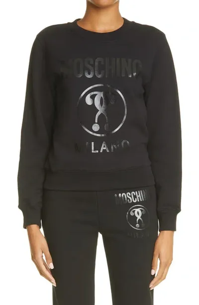 Moschino Double Question Mark Print Sweatshirt In Black