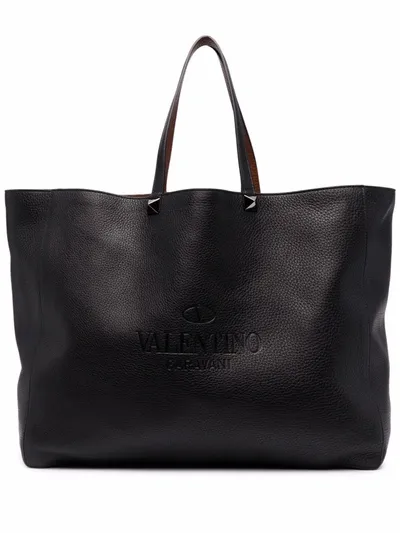 Valentino Garavani Garavani Identity Reversible Shopping Bag In Leather In Black