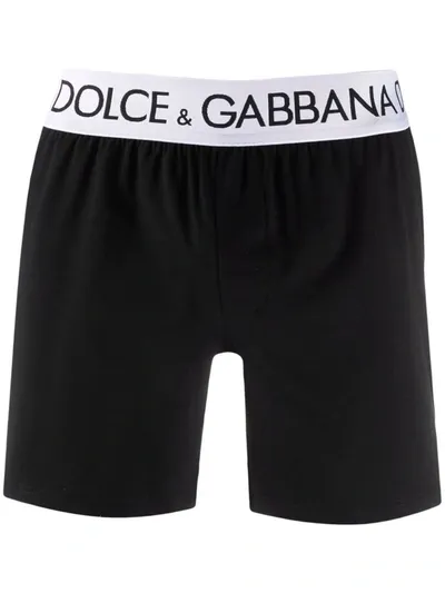 Dolce & Gabbana Logo-waistband Boxer Shorts In Black