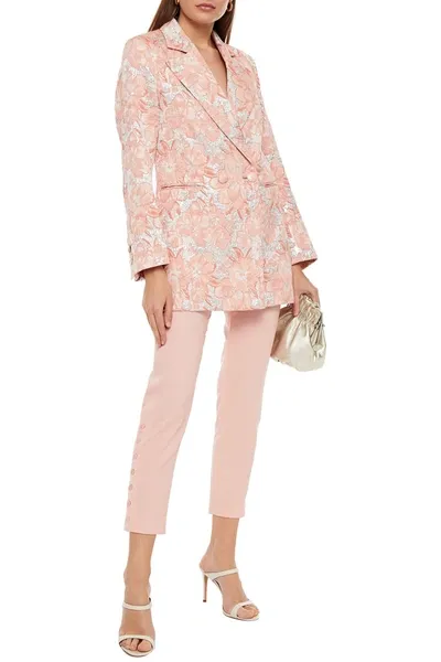 Hofmann Copenhagen Daria Double-breasted Metallic Brocade Blazer In Baby Pink